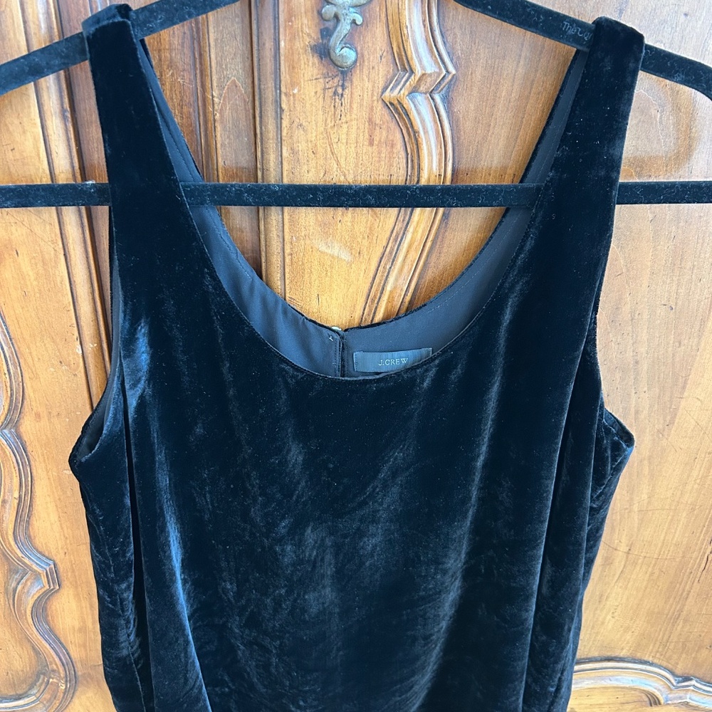 J Crew Black Velvet Lined Tank with Button Closure - L